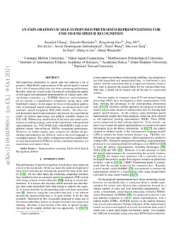 An Exploration of Self-Supervised Pretrained Representations for
  End-to-End Speech Recognition