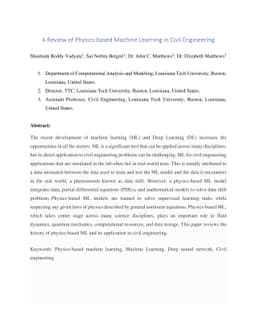 A Review of Physics-based Machine Learning in Civil Engineering