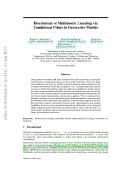 Discriminative Multimodal Learning via Conditional Priors in Generative
  Models