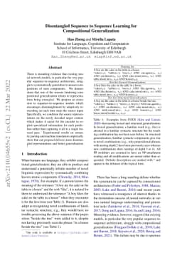 Disentangled Sequence to Sequence Learning for Compositional
  Generalization