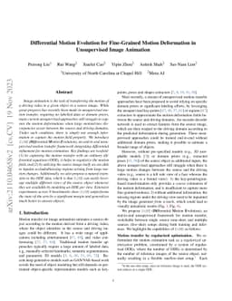 Differential Motion Evolution for Fine-Grained Motion Deformation in
  Unsupervised Image Animation