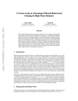 A Closer Look at Advantage-Filtered Behavioral Cloning in High-Noise
  Datasets