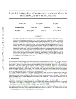 Yuan 1.0: Large-Scale Pre-trained Language Model in Zero-Shot and
  Few-Shot Learning