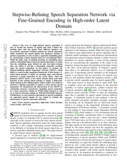 Stepwise-Refining Speech Separation Network via Fine-Grained Encoding in
  High-order Latent Domain