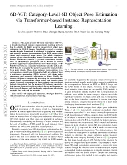 6D-ViT: Category-Level 6D Object Pose Estimation via Transformer-based
  Instance Representation Learning
