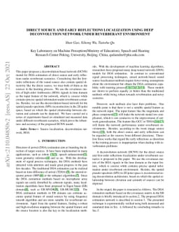 Direct source and early reflections localization using deep
  deconvolution network under reverberant environment