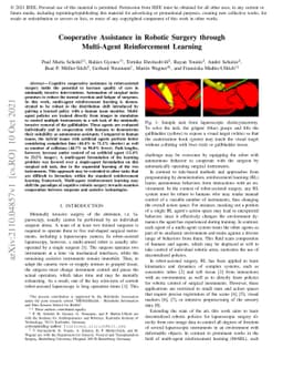 Cooperative Assistance in Robotic Surgery through Multi-Agent
  Reinforcement Learning