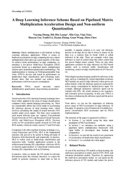A Deep Learning Inference Scheme Based on Pipelined Matrix
  Multiplication Acceleration Design and Non-uniform Quantization