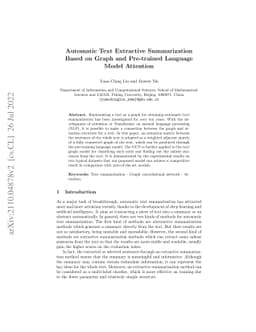 Automatic Text Extractive Summarization Based on Graph and Pre-trained
  Language Model Attention