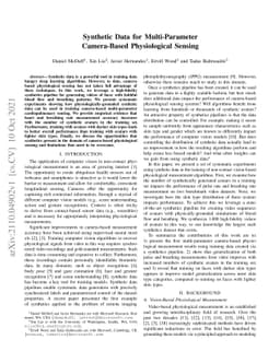 Synthetic Data for Multi-Parameter Camera-Based Physiological Sensing