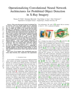 Operationalizing Convolutional Neural Network Architectures for
  Prohibited Object Detection in X-Ray Imagery