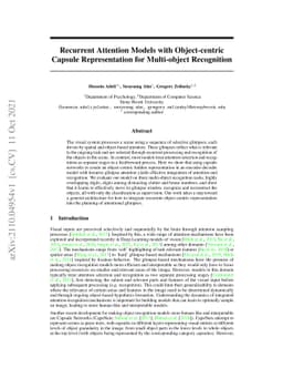Recurrent Attention Models with Object-centric Capsule Representation
  for Multi-object Recognition
