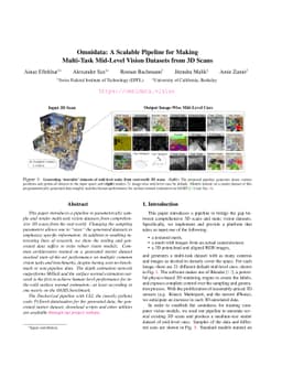 Omnidata: A Scalable Pipeline for Making Multi-Task Mid-Level Vision
  Datasets from 3D Scans