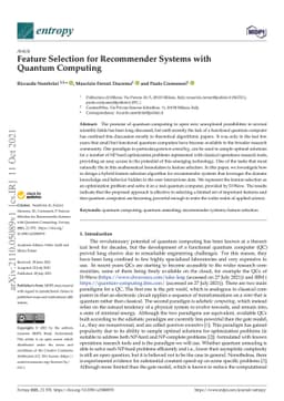 Feature Selection for Recommender Systems with Quantum Computing