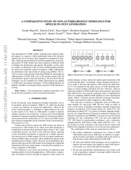 A Comparative Study on Non-Autoregressive Modelings for Speech-to-Text
  Generation