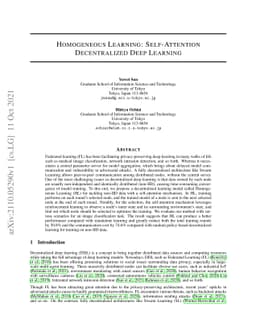 Homogeneous Learning: Self-Attention Decentralized Deep Learning