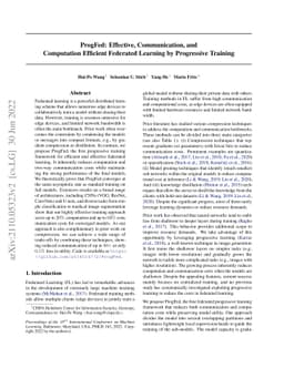ProgFed: Effective, Communication, and Computation Efficient Federated
  Learning by Progressive Training