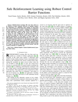 Safe Reinforcement Learning Using Robust Control Barrier Functions