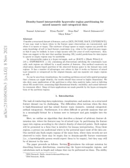Density-based interpretable hypercube region partitioning for mixed
  numeric and categorical data