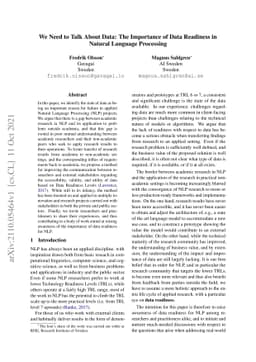 We Need to Talk About Data: The Importance of Data Readiness in Natural
  Language Processing