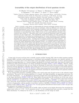 Learnability of the output distributions of local quantum circuits