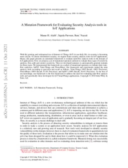 A Mutation Framework for Evaluating Security Analysis tools in IoT
  Applications