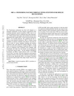 SRU++: Pioneering Fast Recurrence with Attention for Speech Recognition