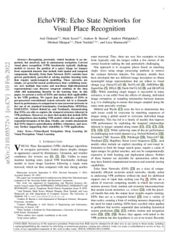 EchoVPR: Echo State Networks for Visual Place Recognition