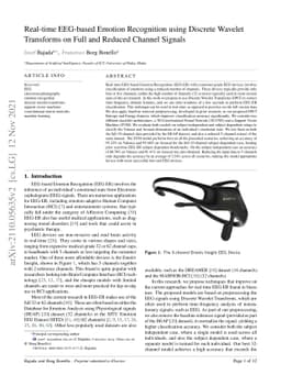 Real-time EEG-based Emotion Recognition using Discrete Wavelet
  Transforms on Full and Reduced Channel Signals
