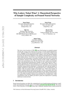 Why Lottery Ticket Wins? A Theoretical Perspective of Sample Complexity
  on Pruned Neural Networks