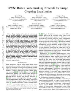 RWN: Robust Watermarking Network for Image Cropping Localization