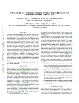 Large-scale Self-Supervised Speech Representation Learning for Automatic
  Speaker Verification