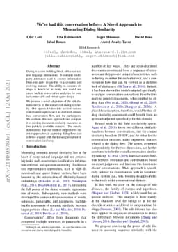 We've had this conversation before: A Novel Approach to Measuring Dialog
  Similarity