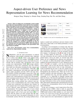 Aspect-driven User Preference and News Representation Learning for News
  Recommendation