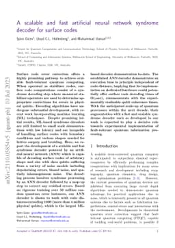 A scalable and fast artificial neural network syndrome decoder for
  surface codes