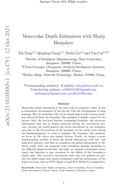Monocular Depth Estimation with Sharp Boundary
