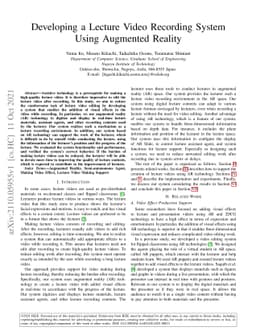 Developing a Lecture Video Recording System Using Augmented Reality