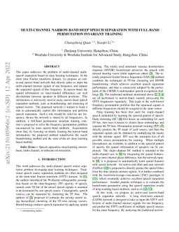 Multi-channel Narrow-band Deep Speech Separation with Full-band
  Permutation Invariant Training