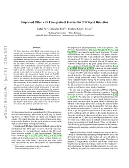 Improved Pillar with Fine-grained Feature for 3D Object Detection