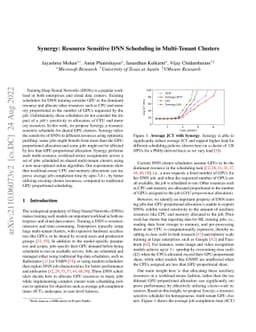 Synergy: Resource Sensitive DNN Scheduling in Multi-Tenant Clusters