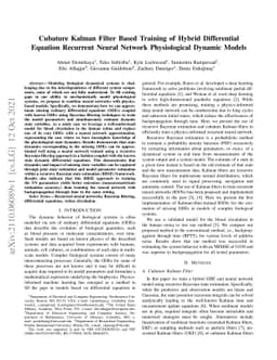 Cubature Kalman Filter Based Training of Hybrid Differential Equation
  Recurrent Neural Network Physiological Dynamic Models