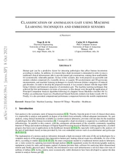 Classification of anomalous gait using Machine Learning techniques and
  embedded sensors