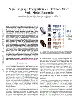 Sign Language Recognition via Skeleton-Aware Multi-Model Ensemble