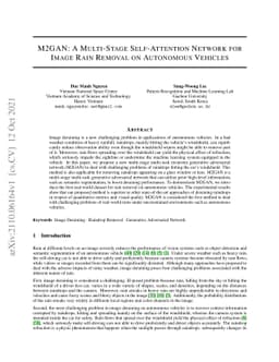 M2GAN: A Multi-Stage Self-Attention Network for Image Rain Removal on
  Autonomous Vehicles