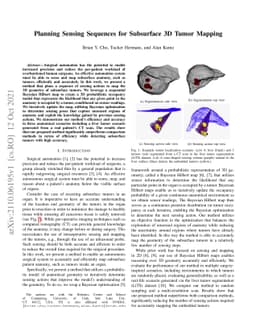 Planning Sensing Sequences for Subsurface 3D Tumor Mapping