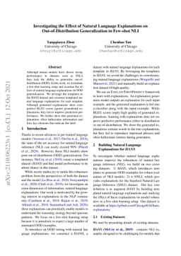 Investigating the Effect of Natural Language Explanations on
  Out-of-Distribution Generalization in Few-shot NLI