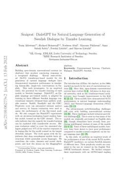 Småprat: DialoGPT for Natural Language Generation of Swedish
  Dialogue by Transfer Learning