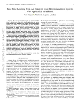Real-Time Learning from An Expert in Deep Recommendation Systems with
  Marginal Distance Probability Distribution