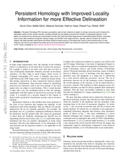 Persistent Homology with Improved Locality Information for more
  Effective Delineation