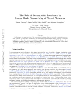 The Role of Permutation Invariance in Linear Mode Connectivity of Neural
  Networks